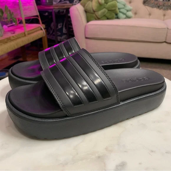 adidas Black Slide Sandals - Picture 3 of 10